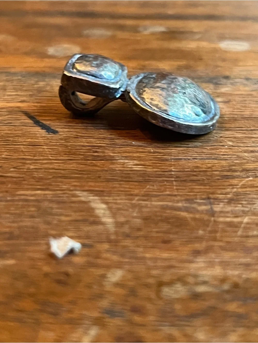 Hammered Sterling Silver artisan Oval Drop Pendant by Barse Jewerly